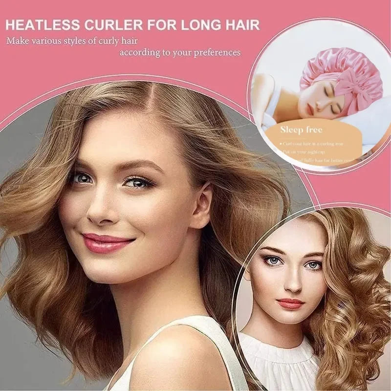 Heatless Hair Curler With Satin Bonnet Set